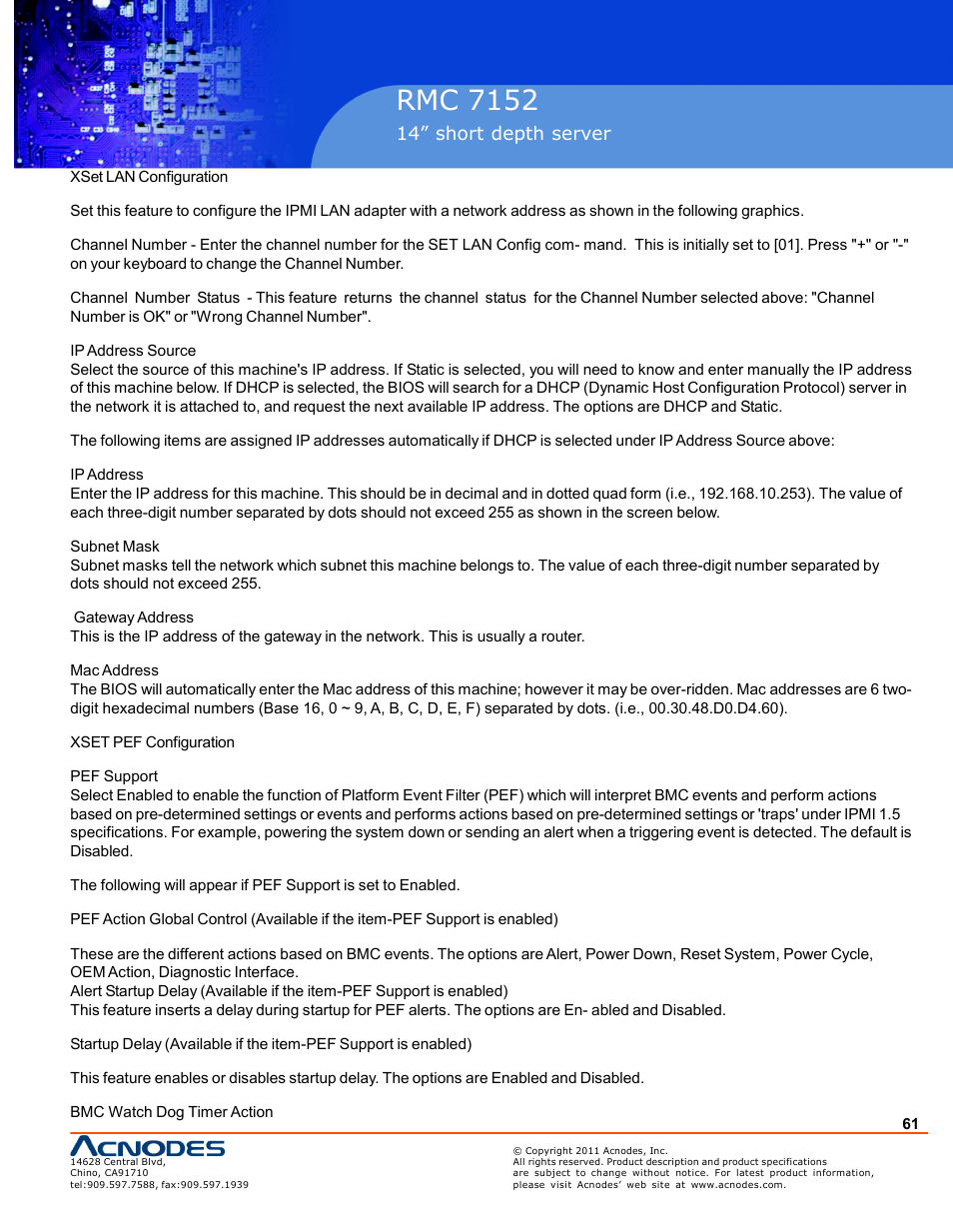 Rmc 7152 | Acnodes RMC 7152 User Manual | Page 61 / 68