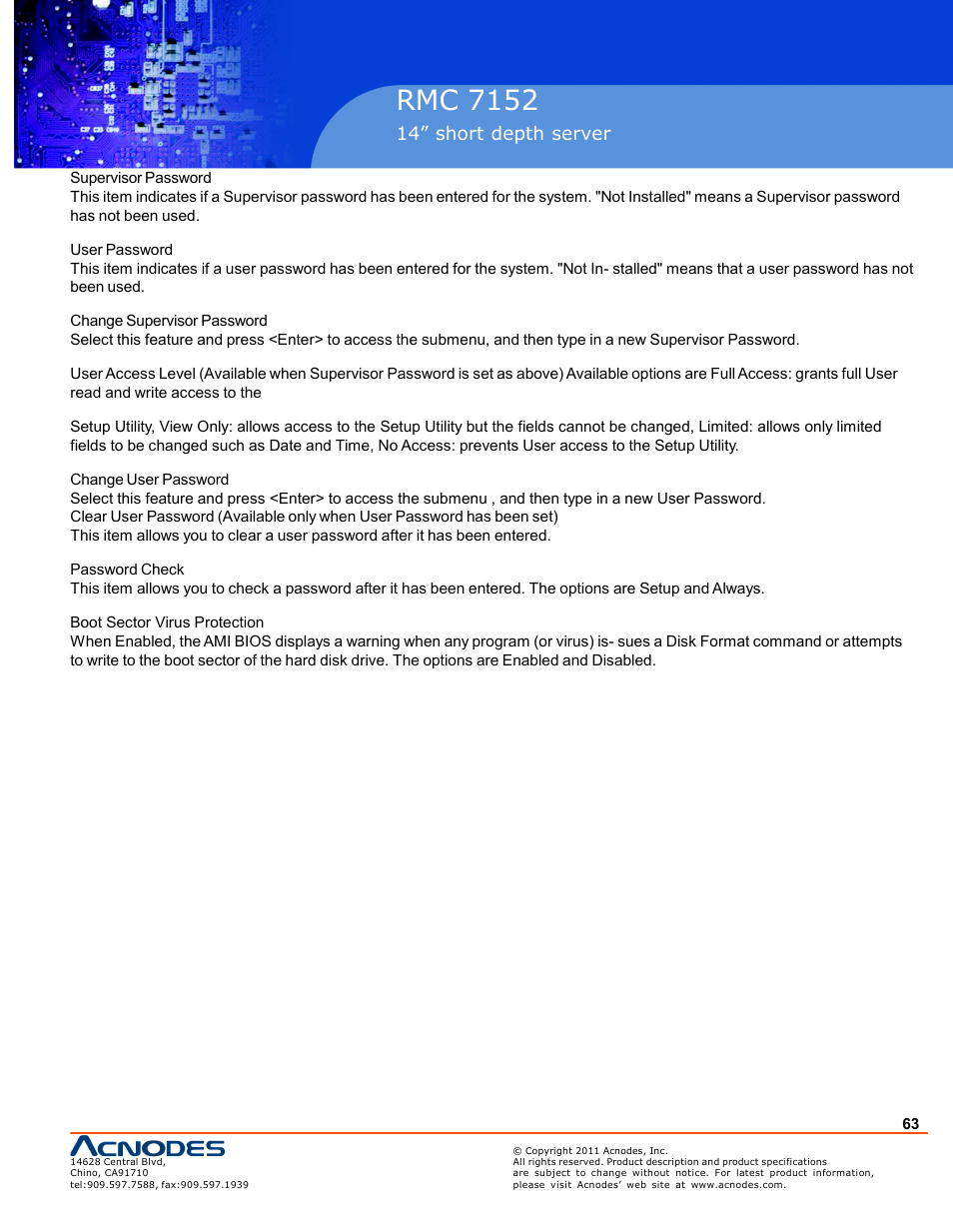 Rmc 7152 | Acnodes RMC 7152 User Manual | Page 63 / 68