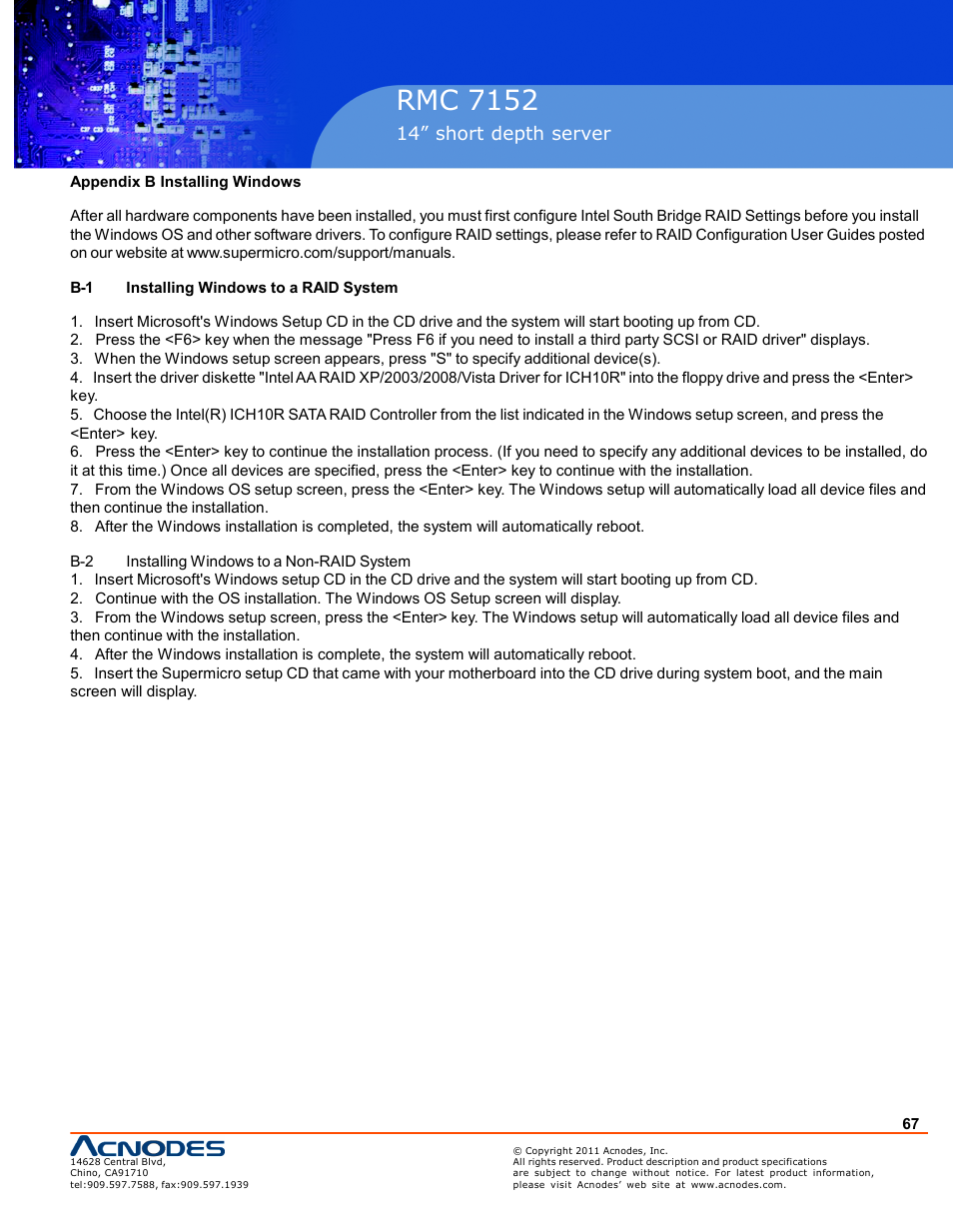 Rmc 7152 | Acnodes RMC 7152 User Manual | Page 67 / 68