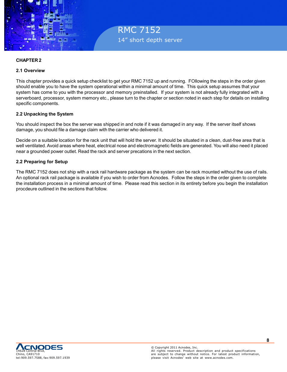 Pc 5150, Rmc 7152 | Acnodes RMC 7152 User Manual | Page 8 / 68