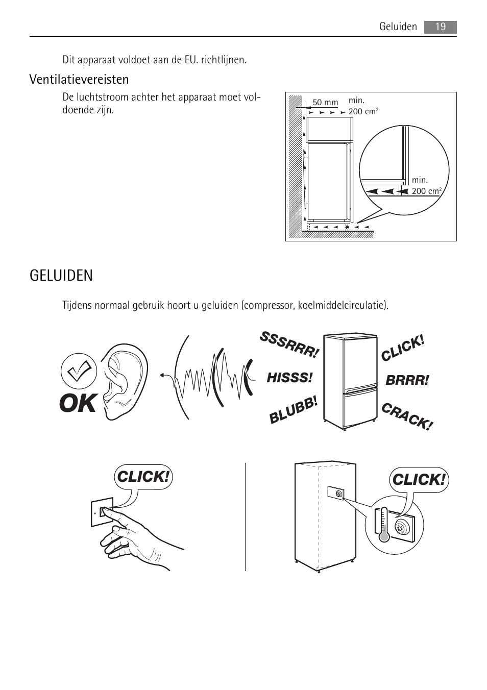 Geluiden, Click | AEG SKS91200F0 User Manual | Page 19 / 84