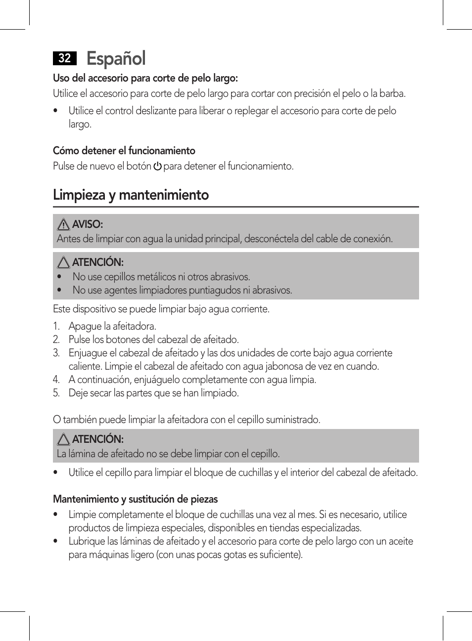 Español, Limpieza y mantenimiento | AEG HR 5627 User Manual | Page 32 / 82