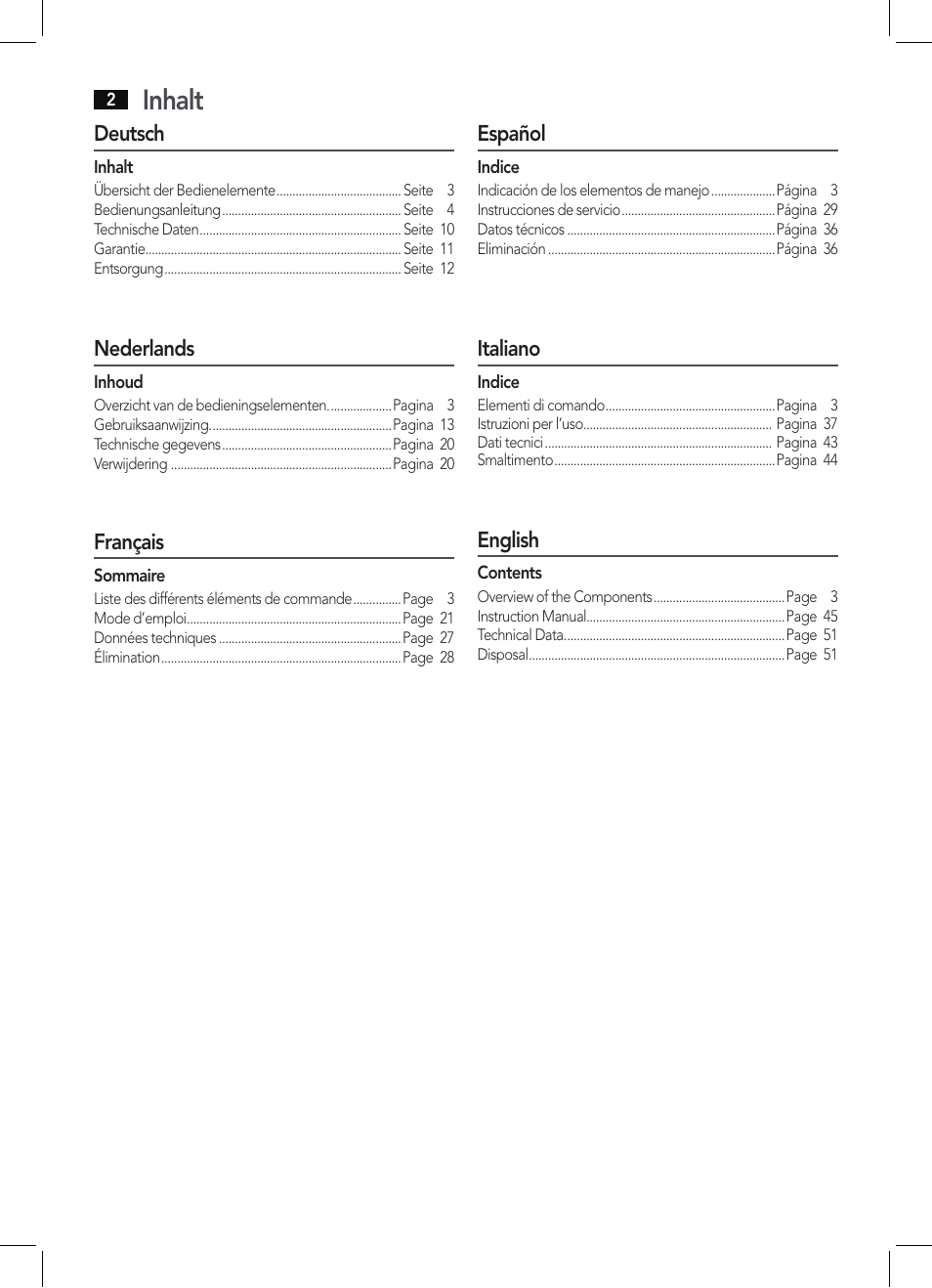 Inhalt | AEG MC 4461 BT schwarz User Manual | Page 2 / 54