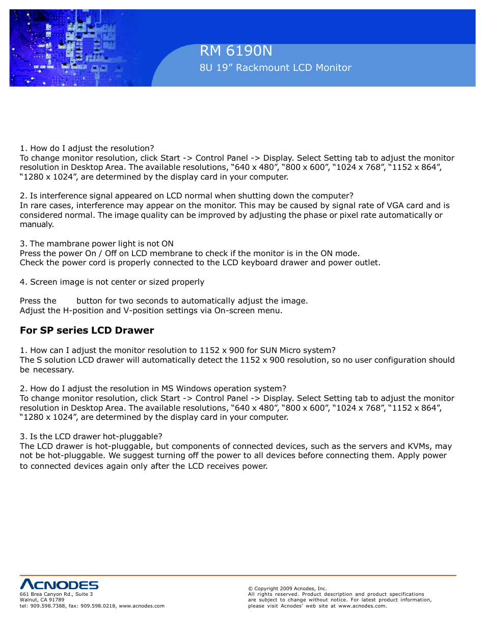 Rm 6190n, 1 troubleshooting chapter 5 | Acnodes RACKMOUNT RM 6190N User Manual | Page 20 / 20