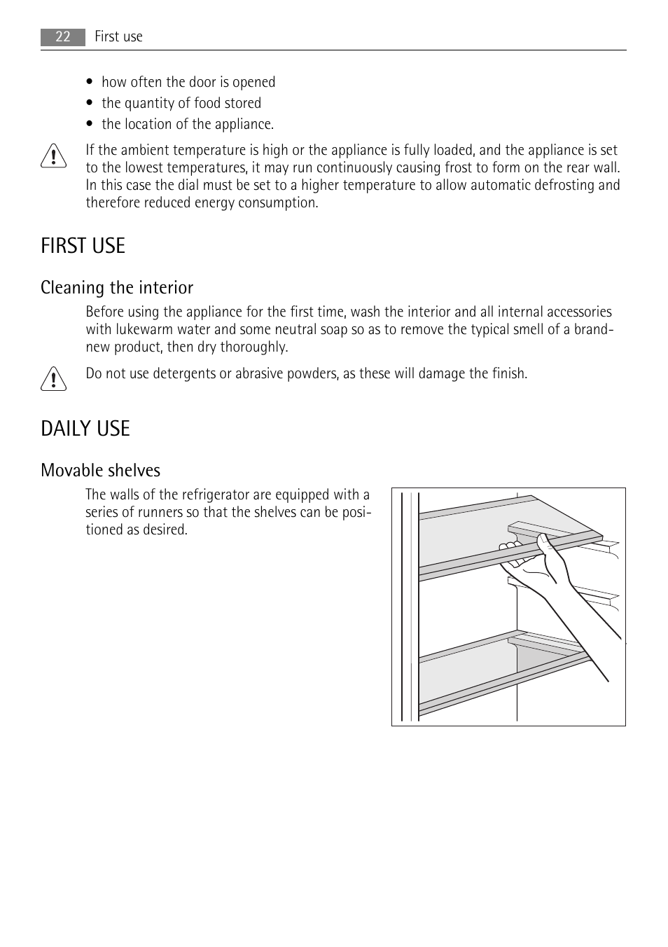 First use, Daily use | AEG SKS58800S1 User Manual | Page 22 / 76