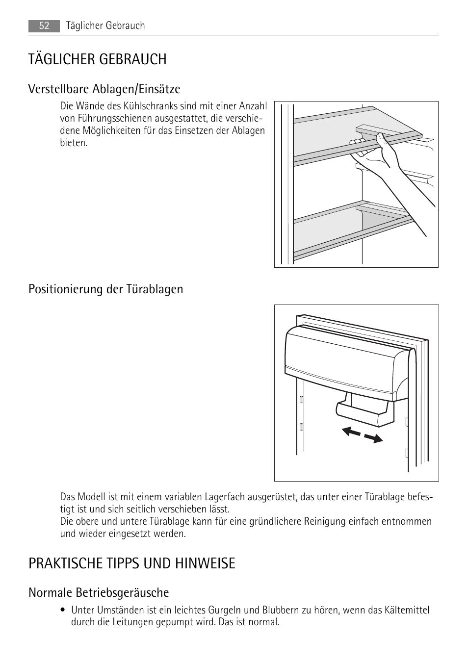 Täglicher gebrauch, Praktische tipps und hinweise | AEG SKS58800S1 User Manual | Page 52 / 76