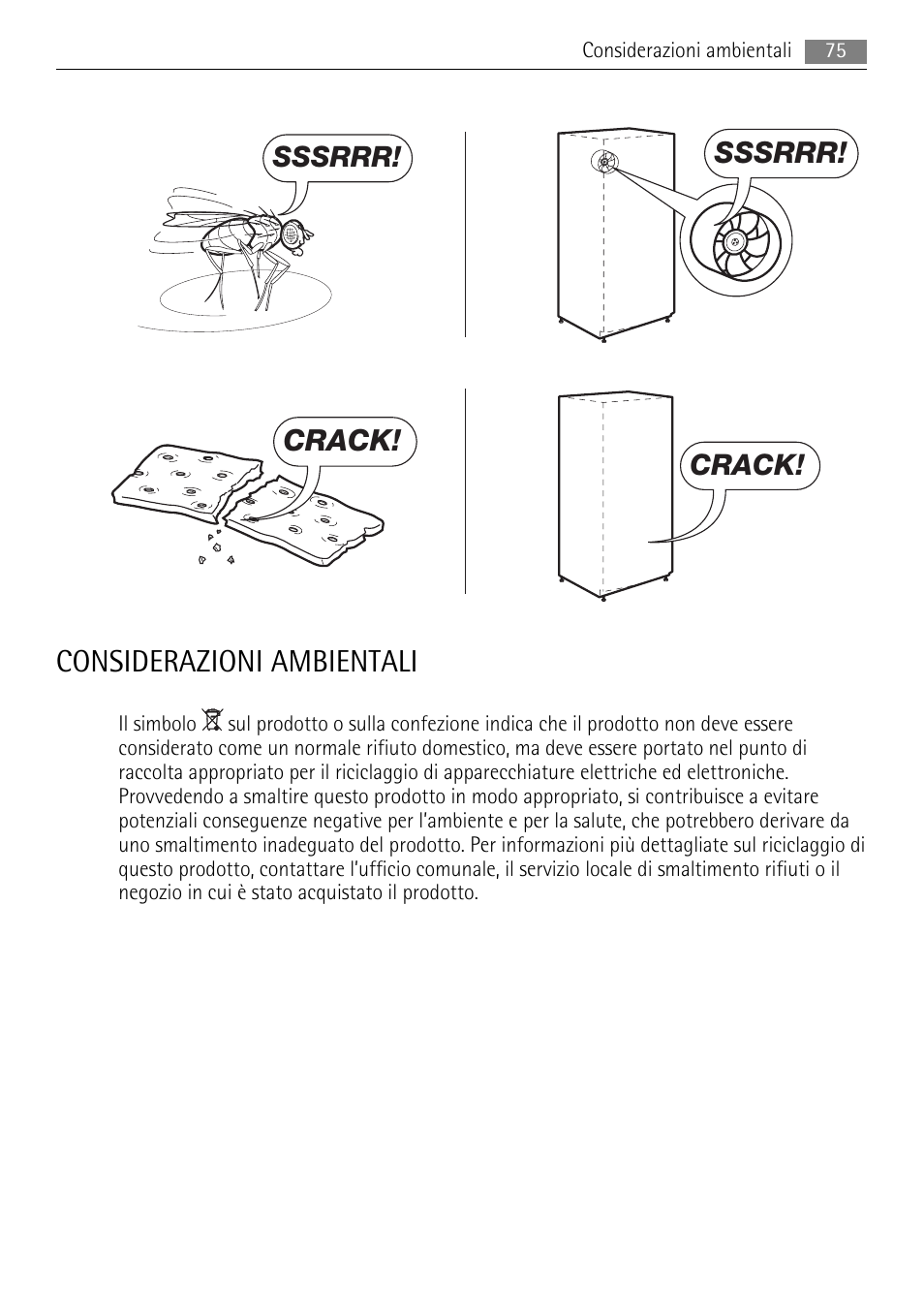 Considerazioni ambientali, Sssrrr, Crack | AEG SKS58800S1 User Manual | Page 75 / 76