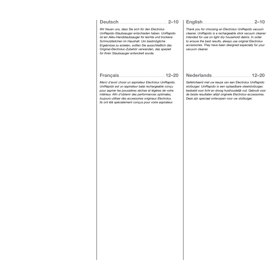 Deutsch, English, Français | Nederlands | AEG AG803 User Manual | Page 3 / 24