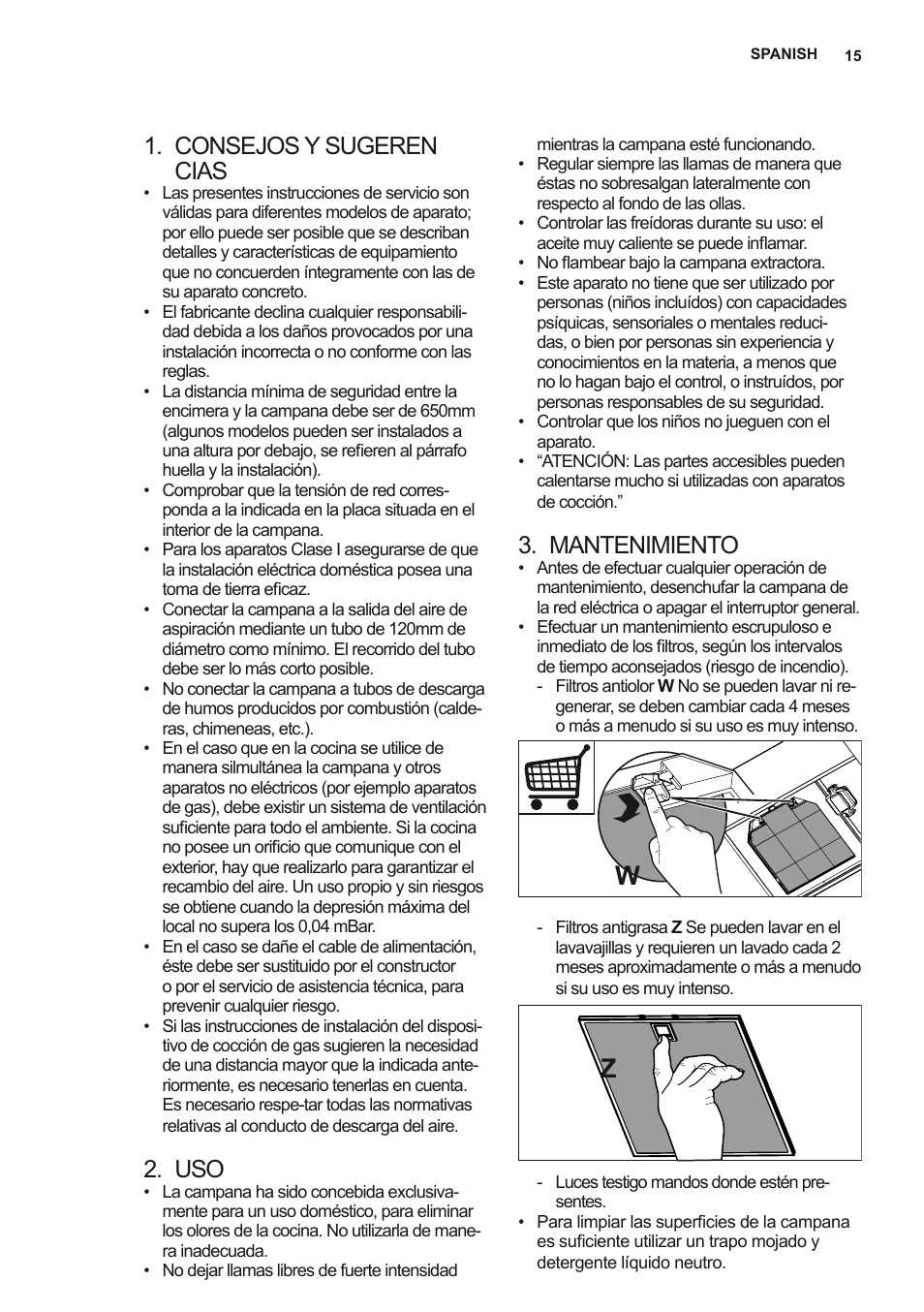 Consejos y sugeren cias, Mantenimiento | AEG X56342SE10 User Manual | Page 15 / 96