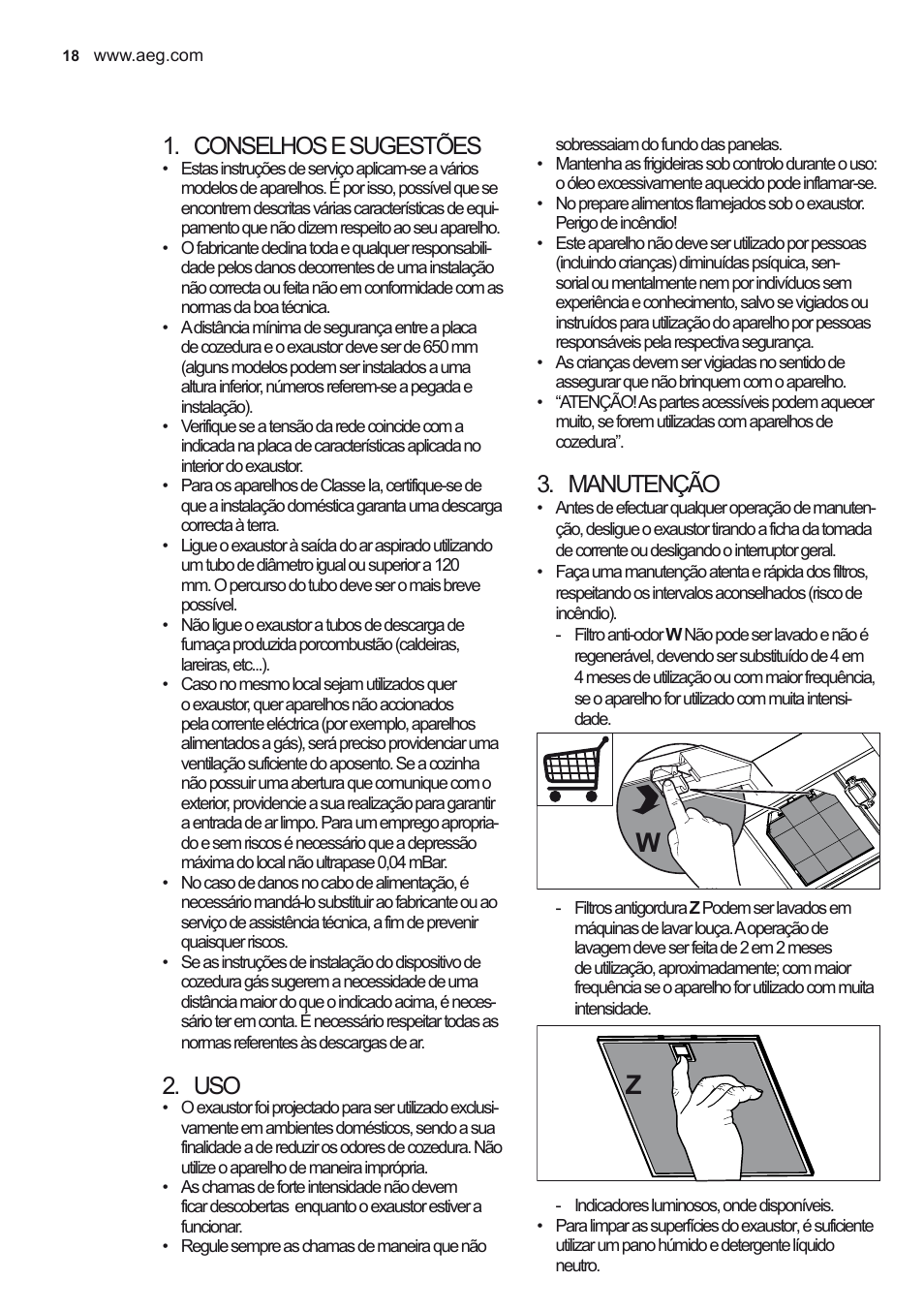 Conselhos e sugestões, Manutenção | AEG X56342SE10 User Manual | Page 18 / 96