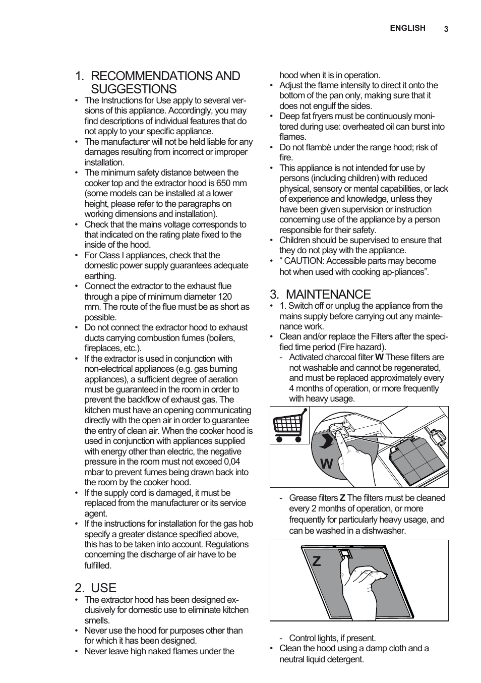 Recommendations and suggestions, Maintenance | AEG X56342SE10 User Manual | Page 3 / 96