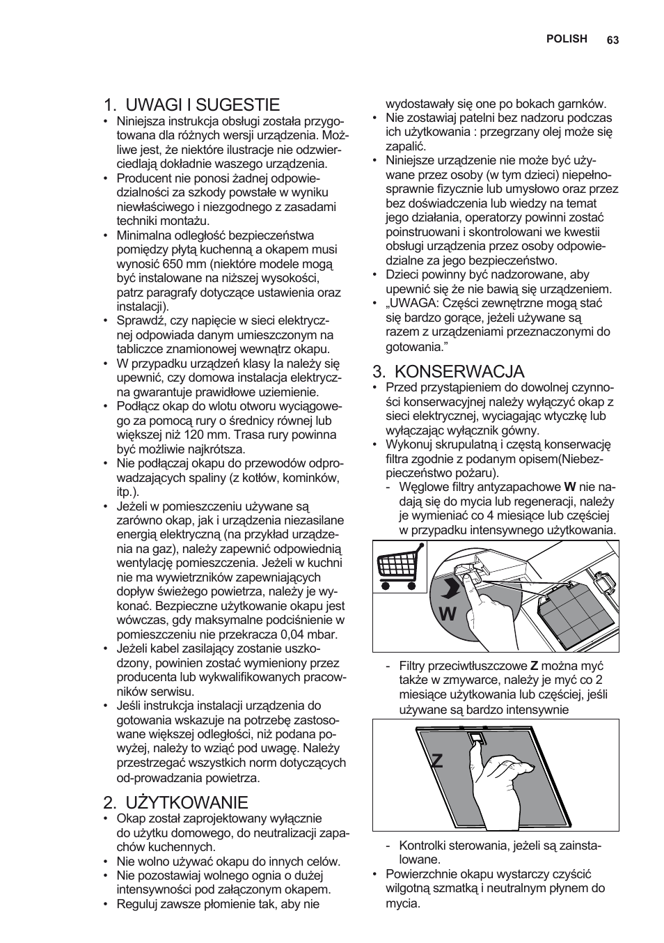 Uwagi i sugestie, Użytkowanie, Konserwacja | AEG X56342SE10 User Manual | Page 63 / 96