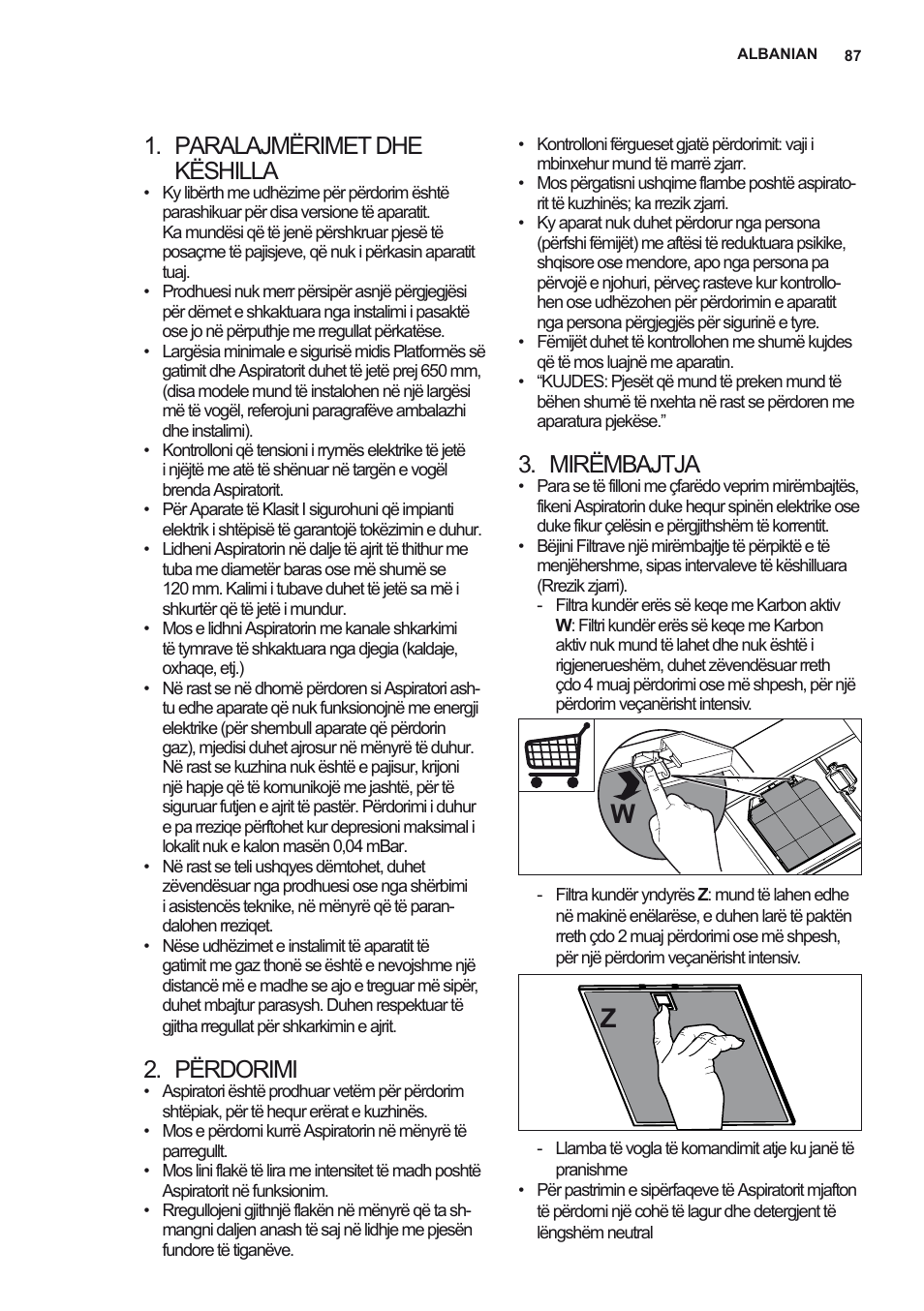 Paralajmërimet dhe këshilla, Përdorimi, Mirëmbajtja | AEG X56342SE10 User Manual | Page 87 / 96