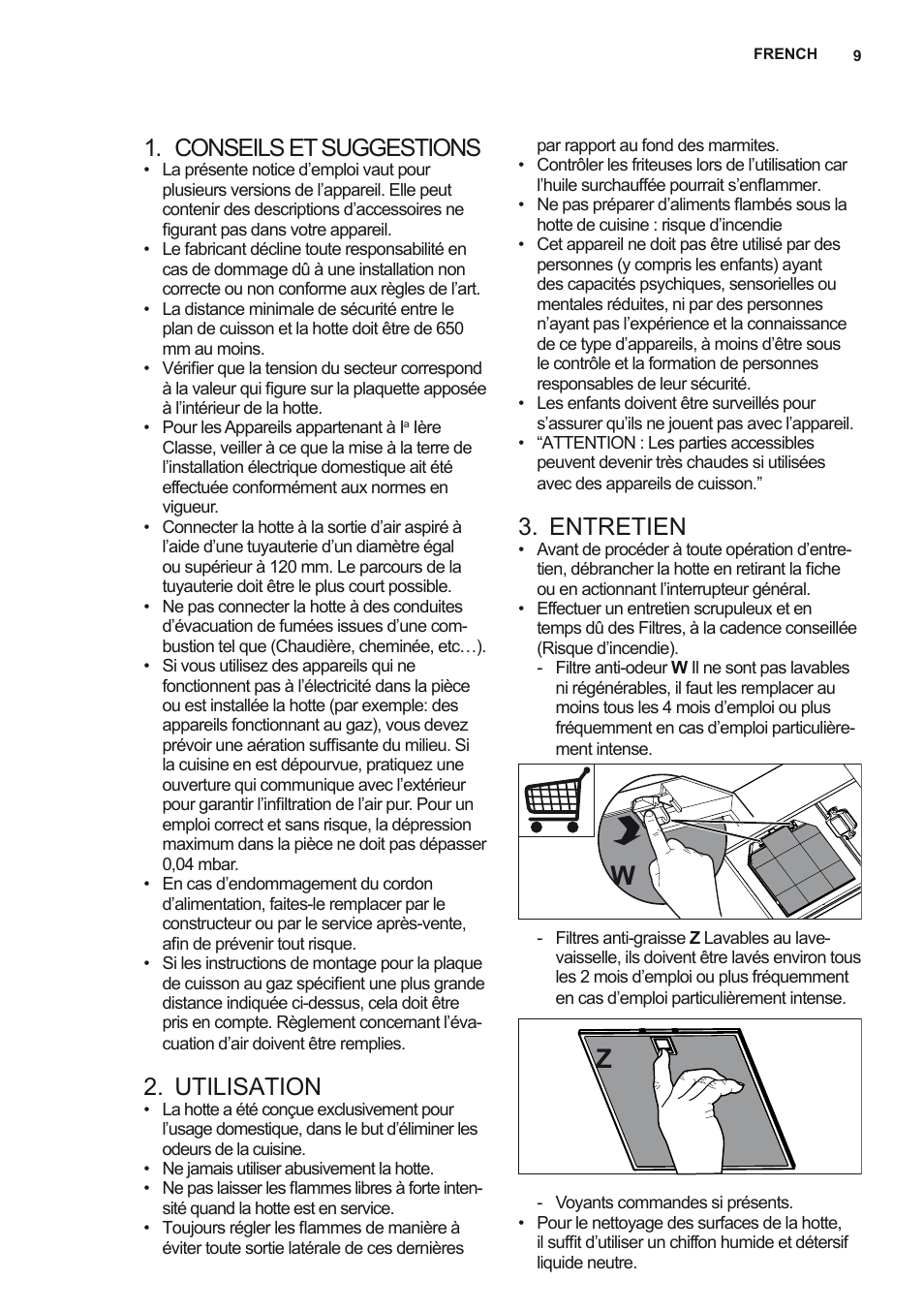 Conseils et suggestions, Utilisation, Entretien | AEG X56342SE10 User Manual | Page 9 / 96