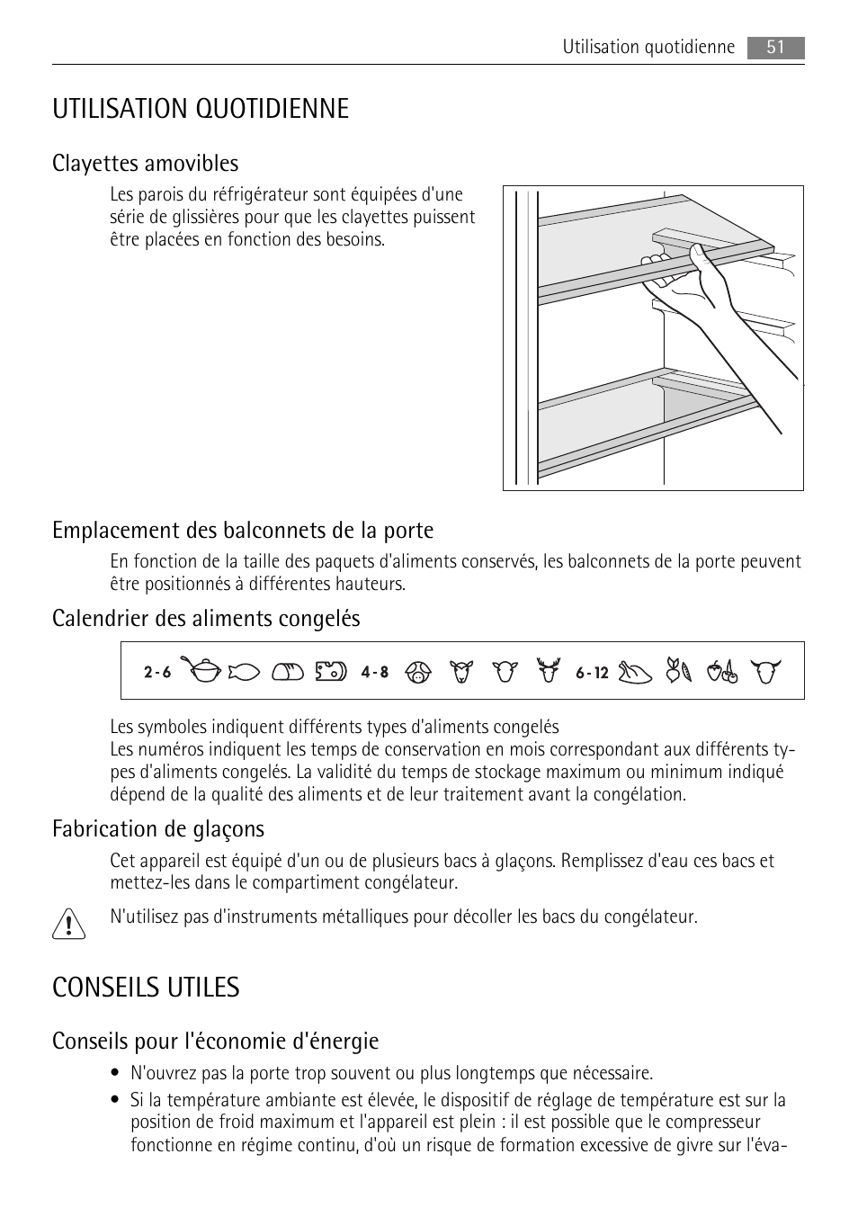 Utilisation quotidienne, Conseils utiles | AEG SDS51200S0 User Manual | Page 51 / 92