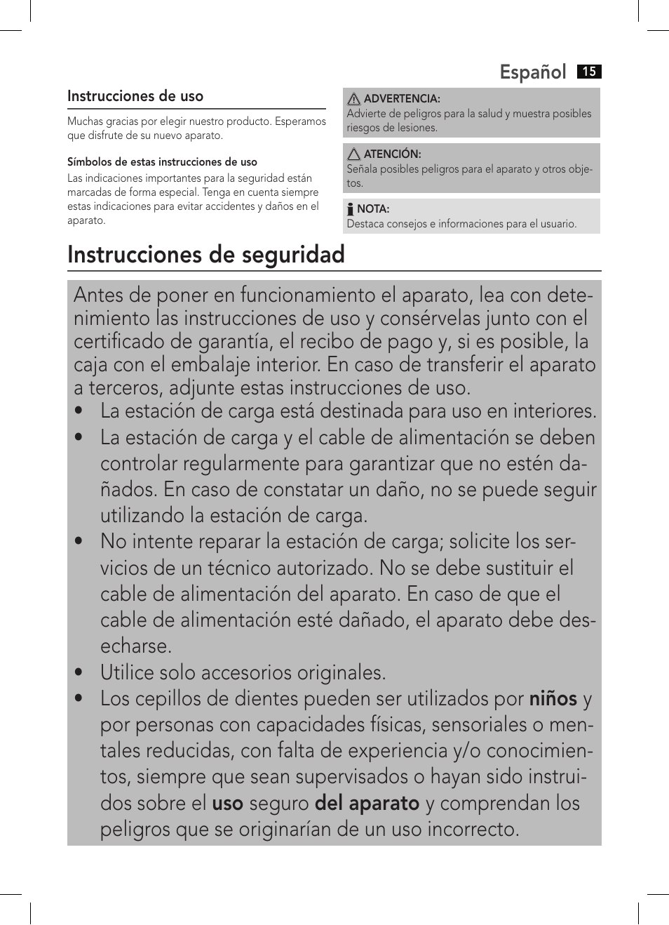 Instrucciones de seguridad | AEG EZS 5664 User Manual | Page 15 / 50