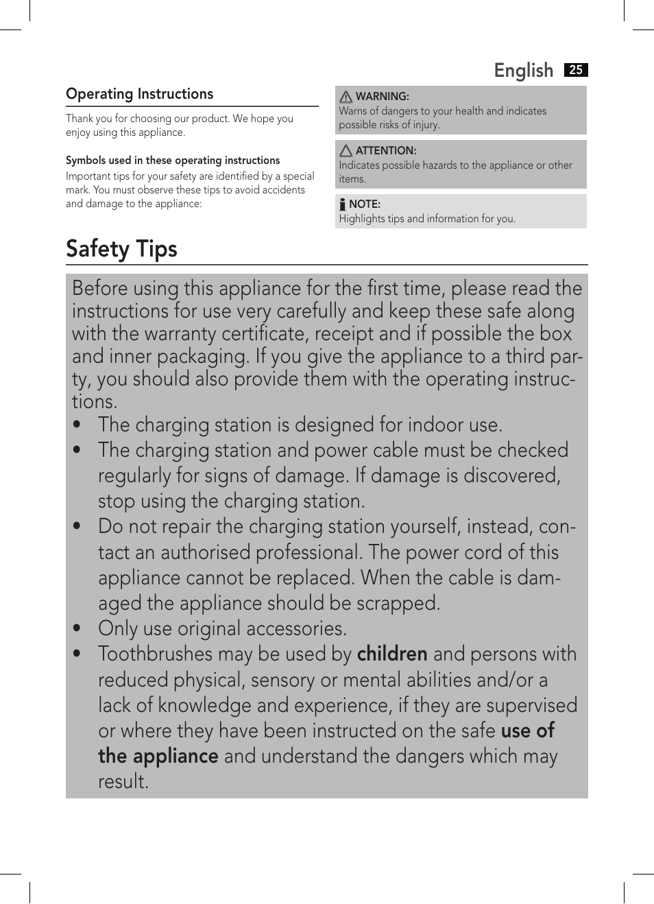 Safety tips | AEG EZS 5664 User Manual | Page 25 / 50