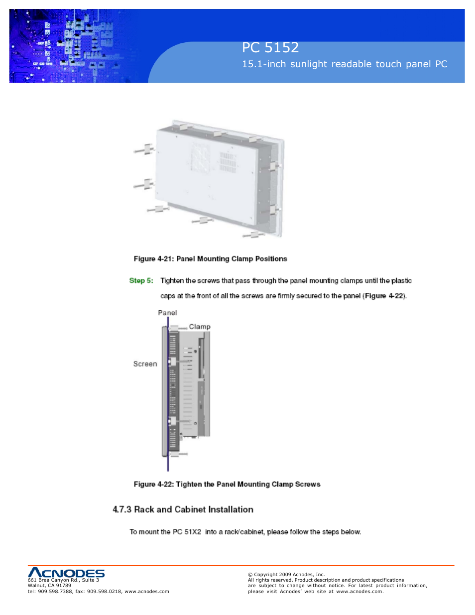Pc 5152, Inch sunlight readable touch panel pc | Acnodes PC 5152 User Manual | Page 11 / 11