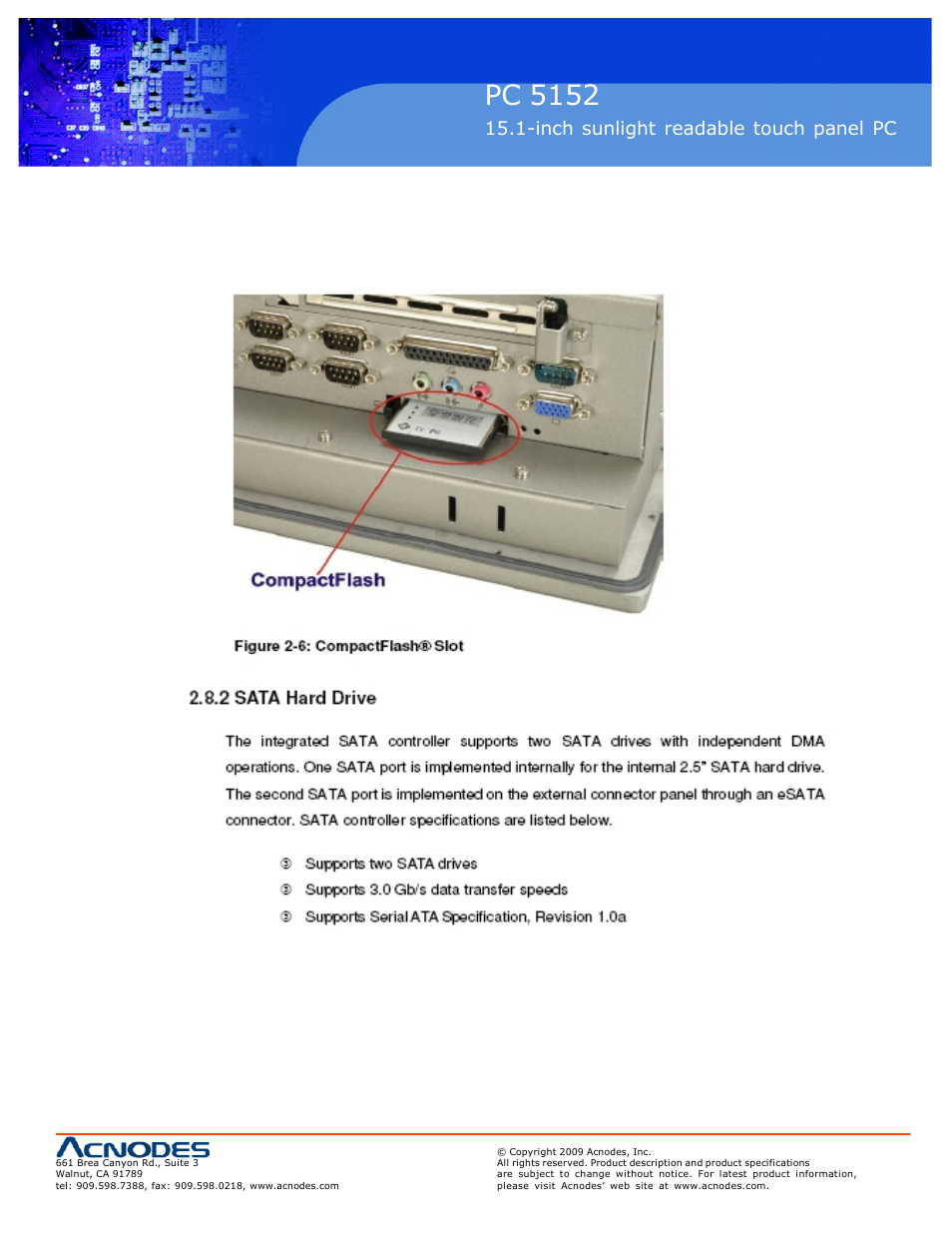 Pc 5152, Inch sunlight readable touch panel pc | Acnodes PC 5152 User Manual | Page 7 / 11