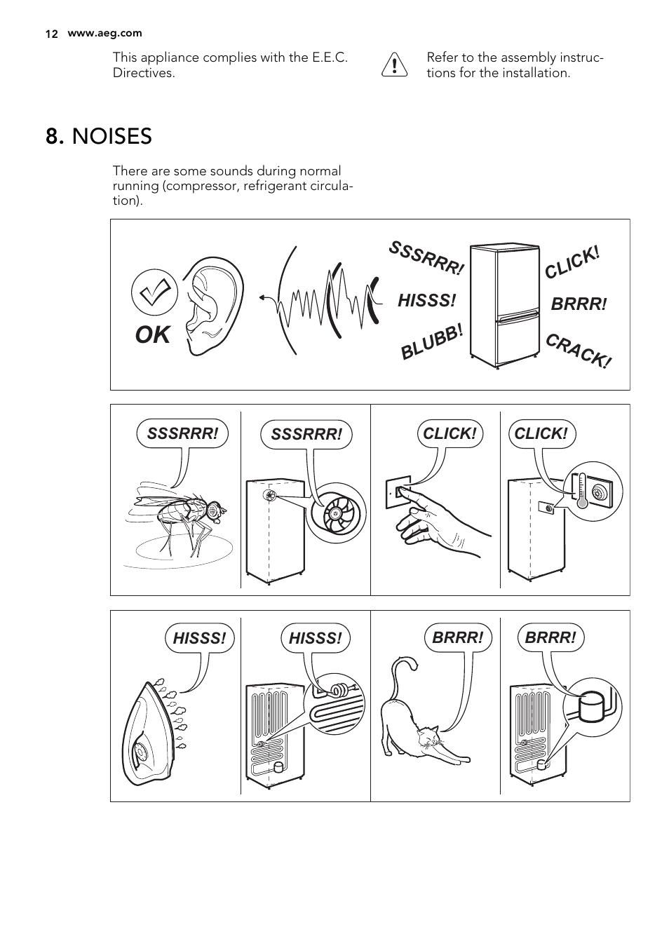 Noises | AEG SKS61240F0 User Manual | Page 12 / 44