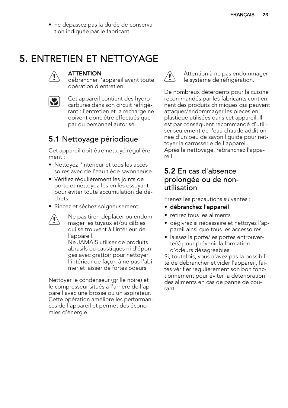 Entretien et nettoyage, 1 nettoyage périodique | AEG SKS61240F0 User Manual | Page 23 / 44