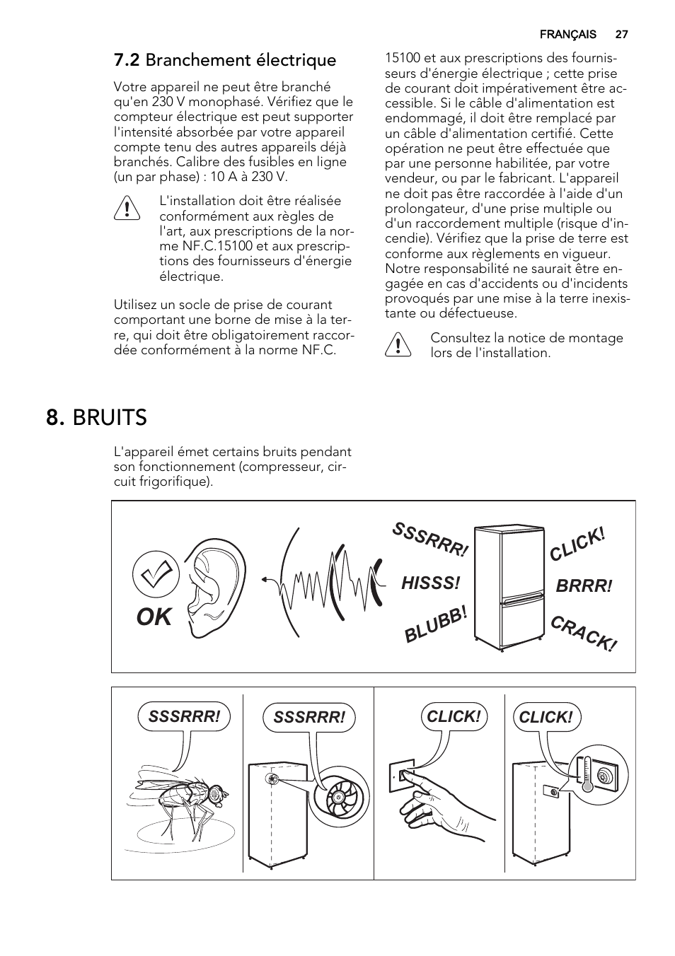 Bruits | AEG SKS61240F0 User Manual | Page 27 / 44