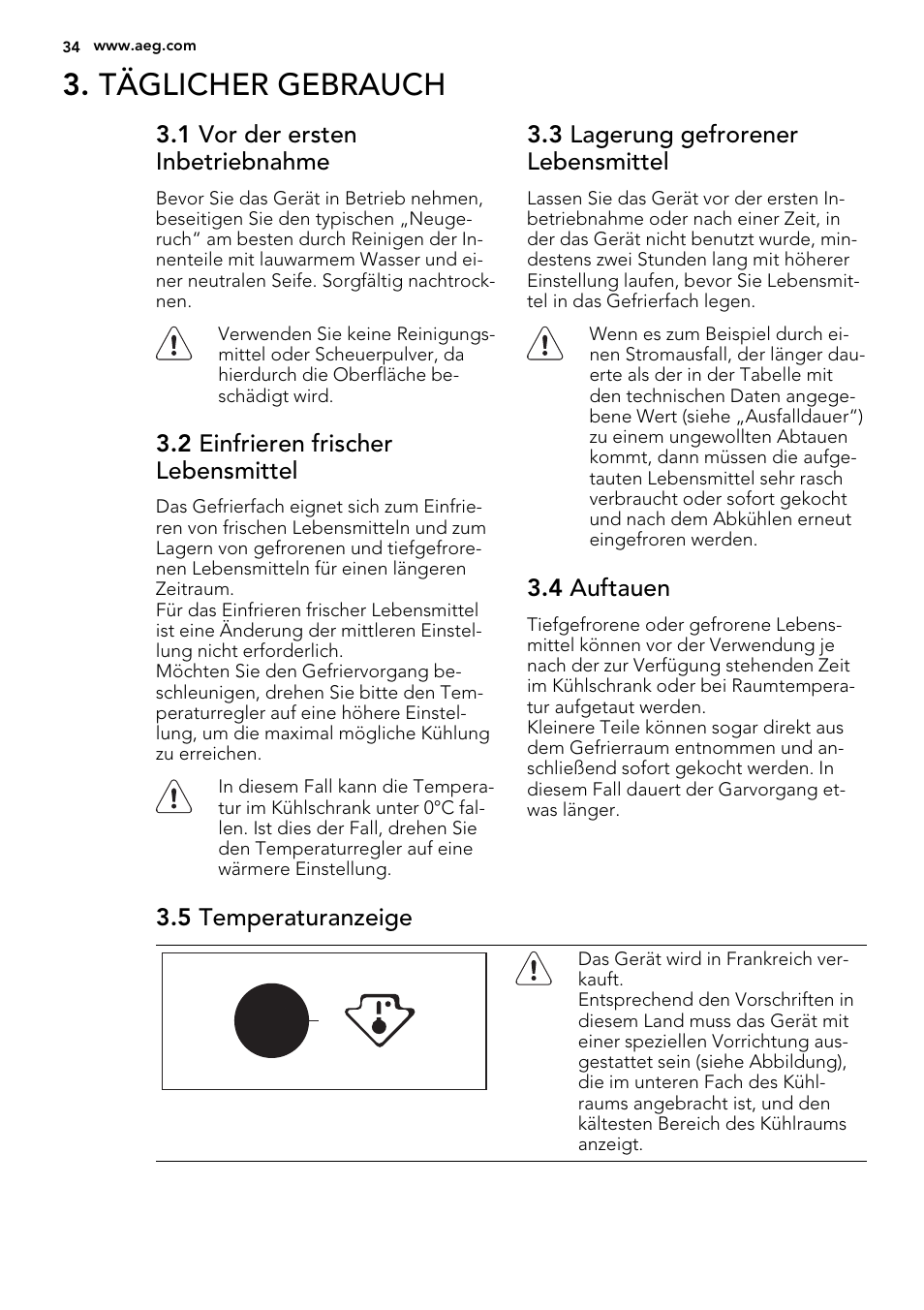 Täglicher gebrauch | AEG SKS61240F0 User Manual | Page 34 / 44