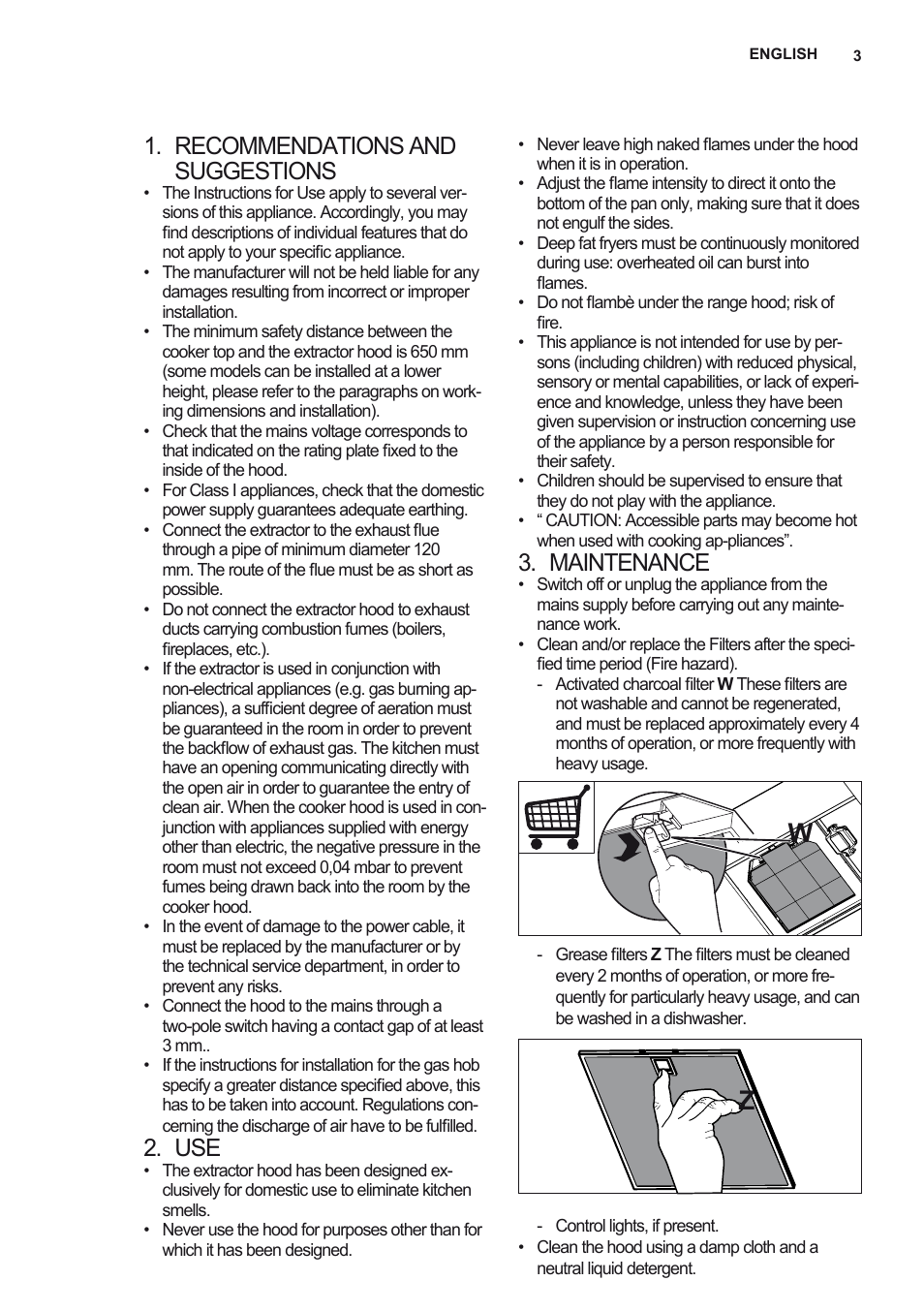 Recommendations and suggestions, Maintenance | AEG X79263MK10 User Manual | Page 3 / 128