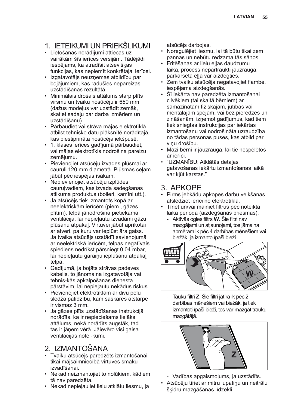 Ieteikumi un priekšlikumi, Izmantošana, Apkope | AEG X79263MK10 User Manual | Page 55 / 128