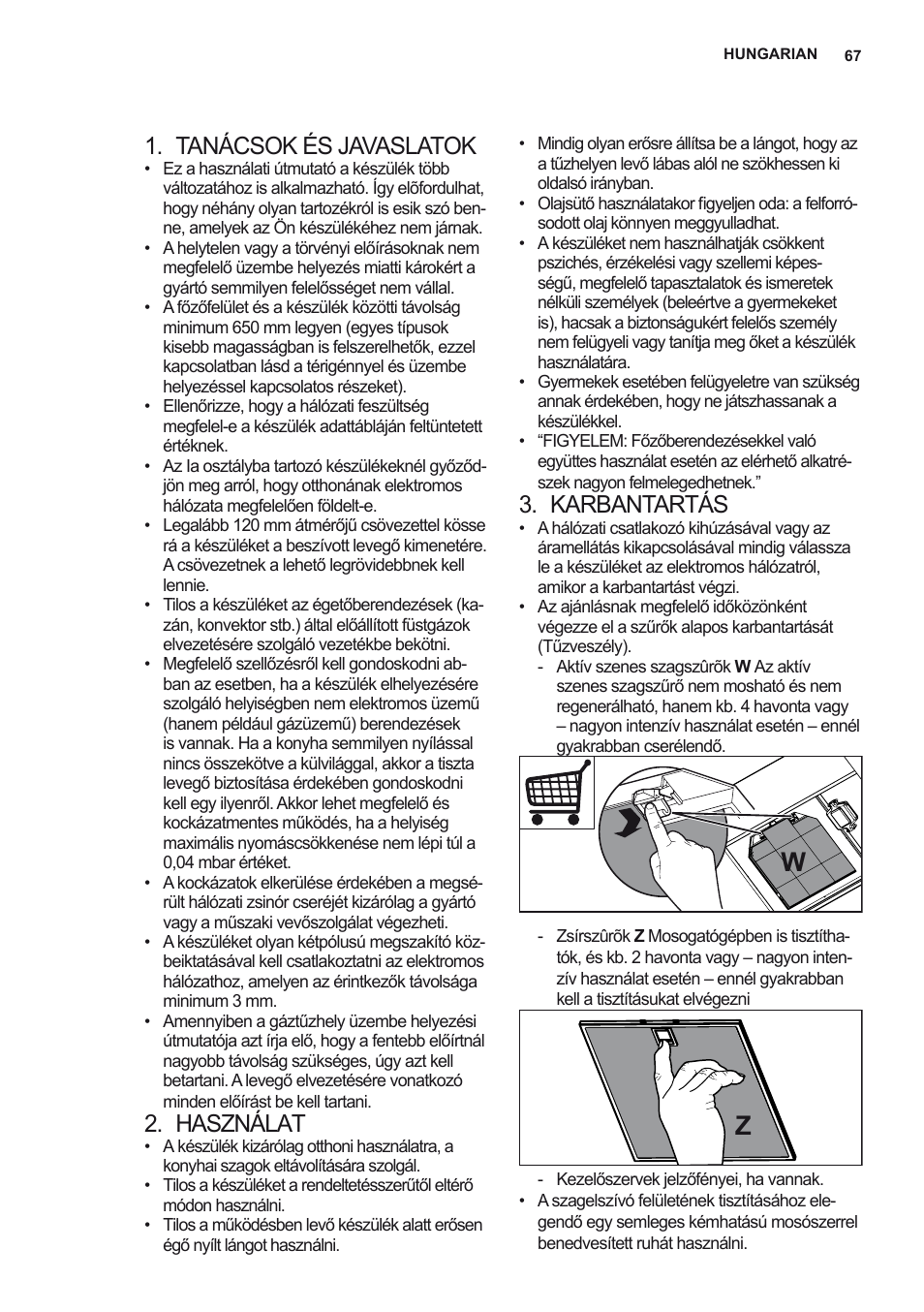 Tanácsok és javaslatok, Használat, Karbantartás | AEG X79263MK10 User Manual | Page 67 / 128