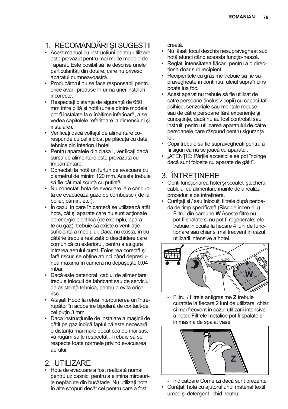 Recomandări şi sugestii, Utilizare, Întreţinere | AEG X79263MK10 User Manual | Page 79 / 128