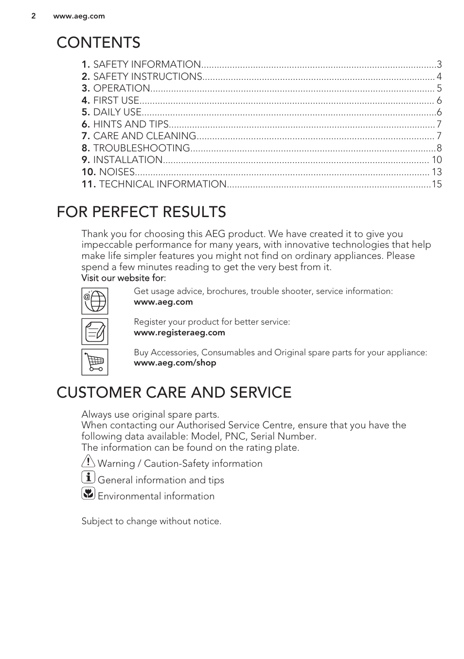 AEG S41540TSW2 User Manual | Page 2 / 64