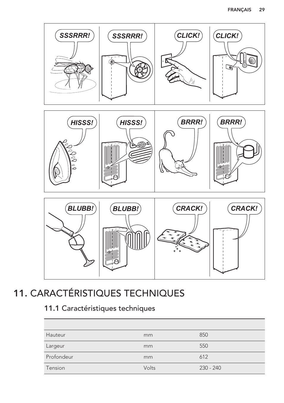 Caractéristiques techniques, 1 caractéristiques techniques | AEG S41540TSW2 User Manual | Page 29 / 64