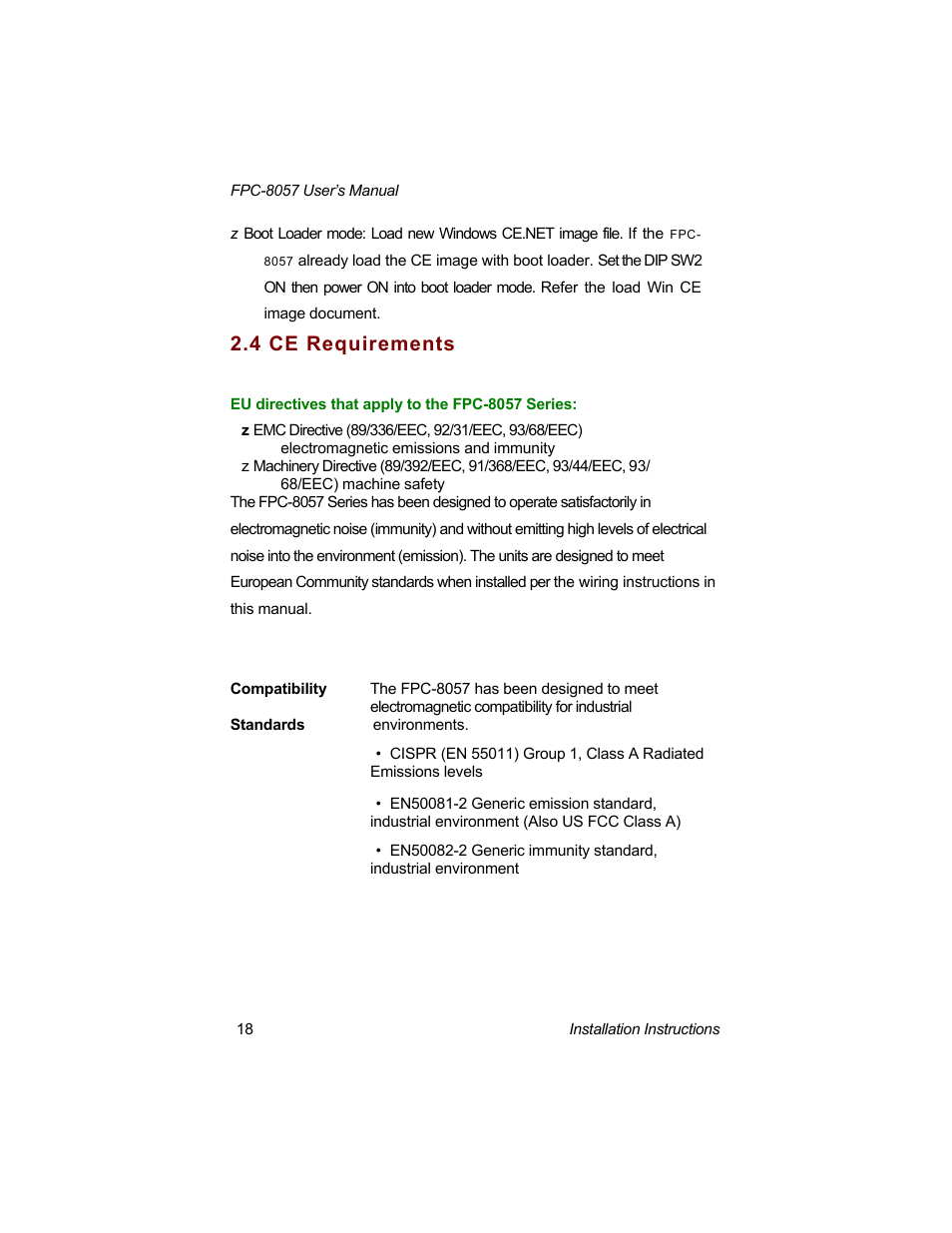 4 ce requirements | Acnodes FPC-8057 User Manual | Page 26 / 57
