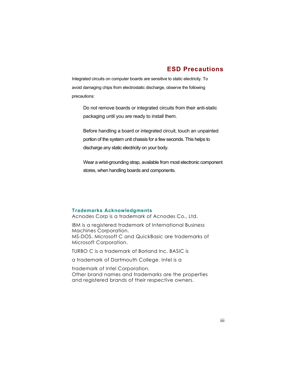 Esd precautions | Acnodes FPC-8057 User Manual | Page 3 / 57