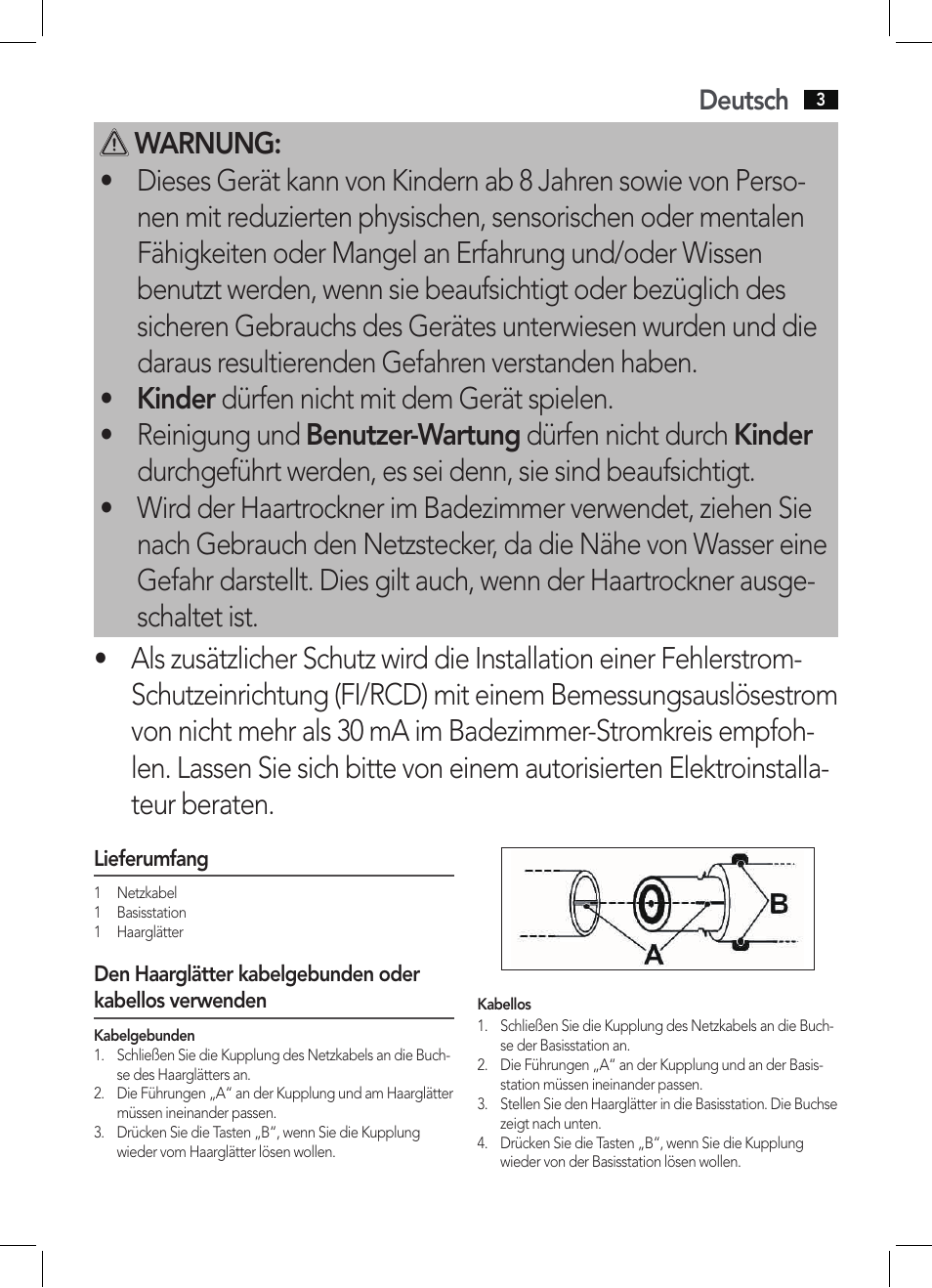 Deutsch | AEG HC 5594 User Manual | Page 3 / 40