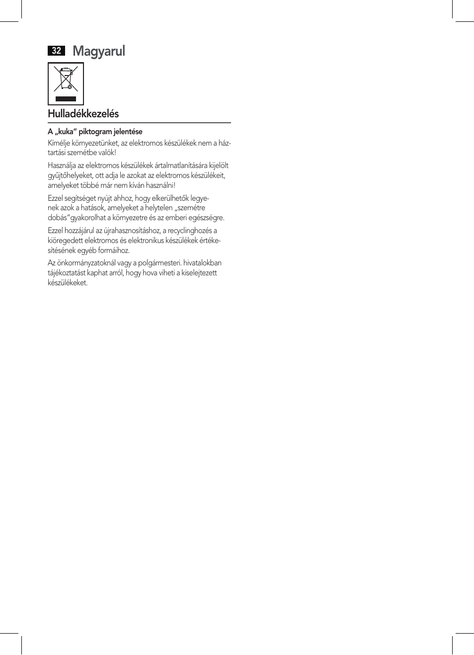 Magyarul | AEG HC 5594 User Manual | Page 32 / 40