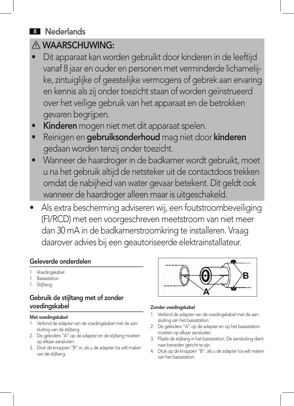 Nederlands | AEG HC 5594 User Manual | Page 8 / 40