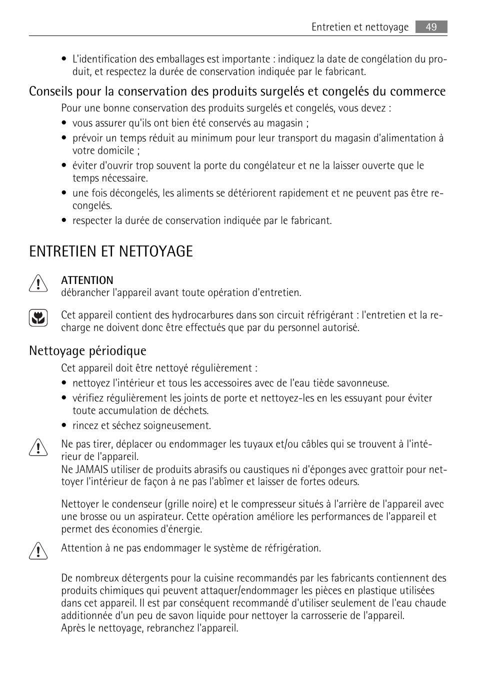 Entretien et nettoyage, Nettoyage périodique | AEG SKS51000S0 User Manual | Page 49 / 84