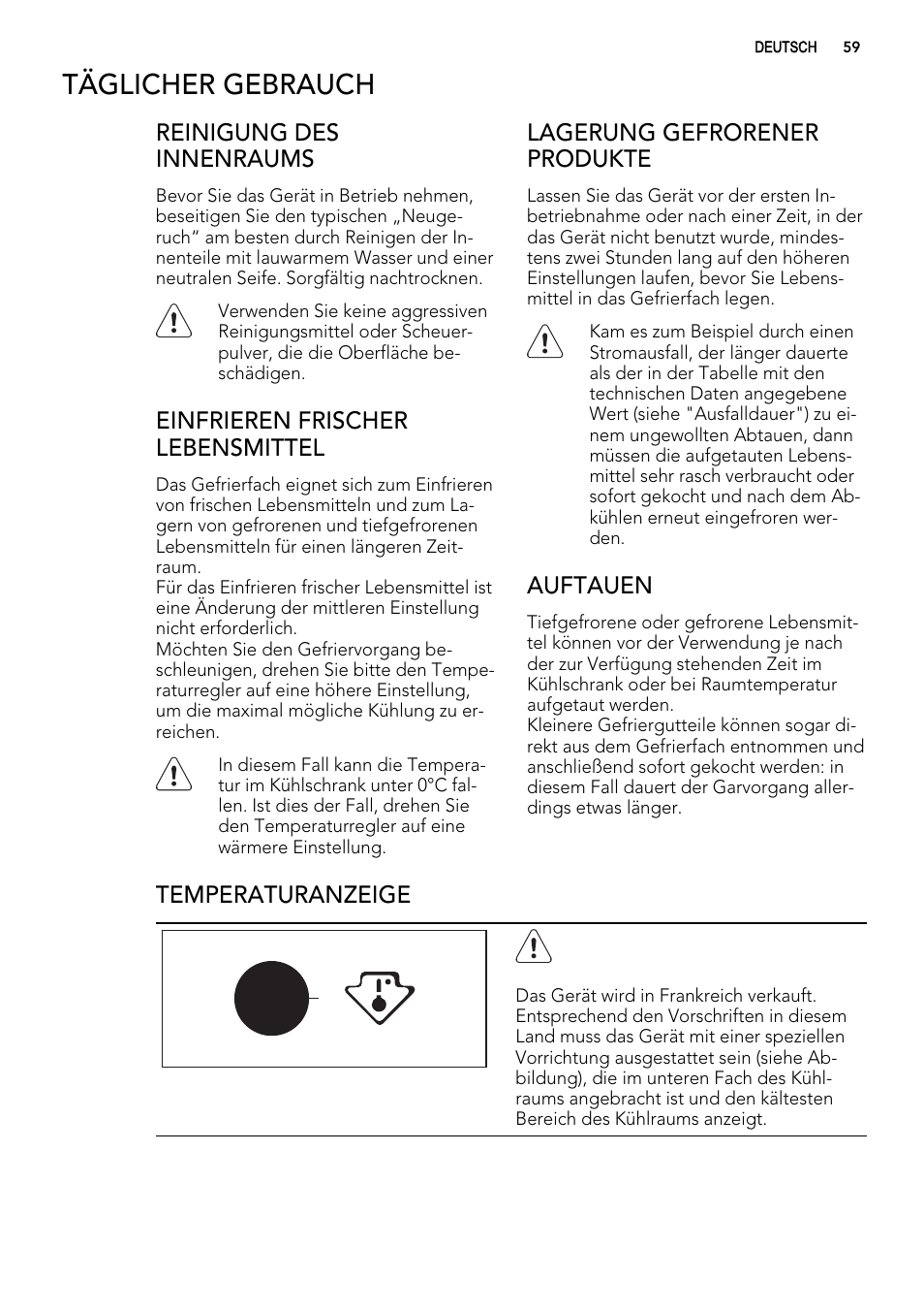 Täglicher gebrauch | AEG SKS51240F0 User Manual | Page 59 / 72