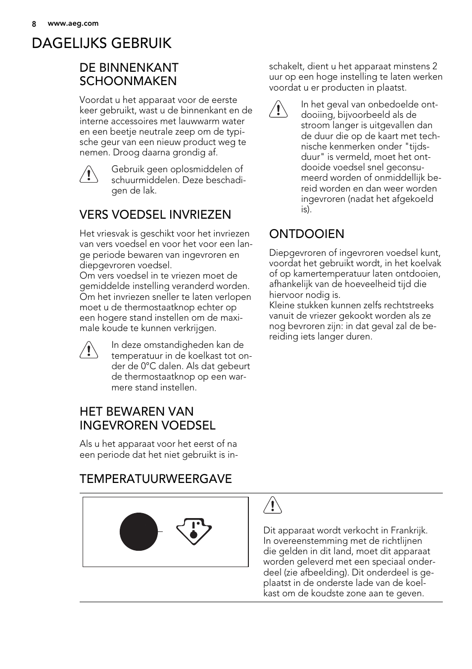 Dagelijks gebruik | AEG SKS51240F0 User Manual | Page 8 / 72