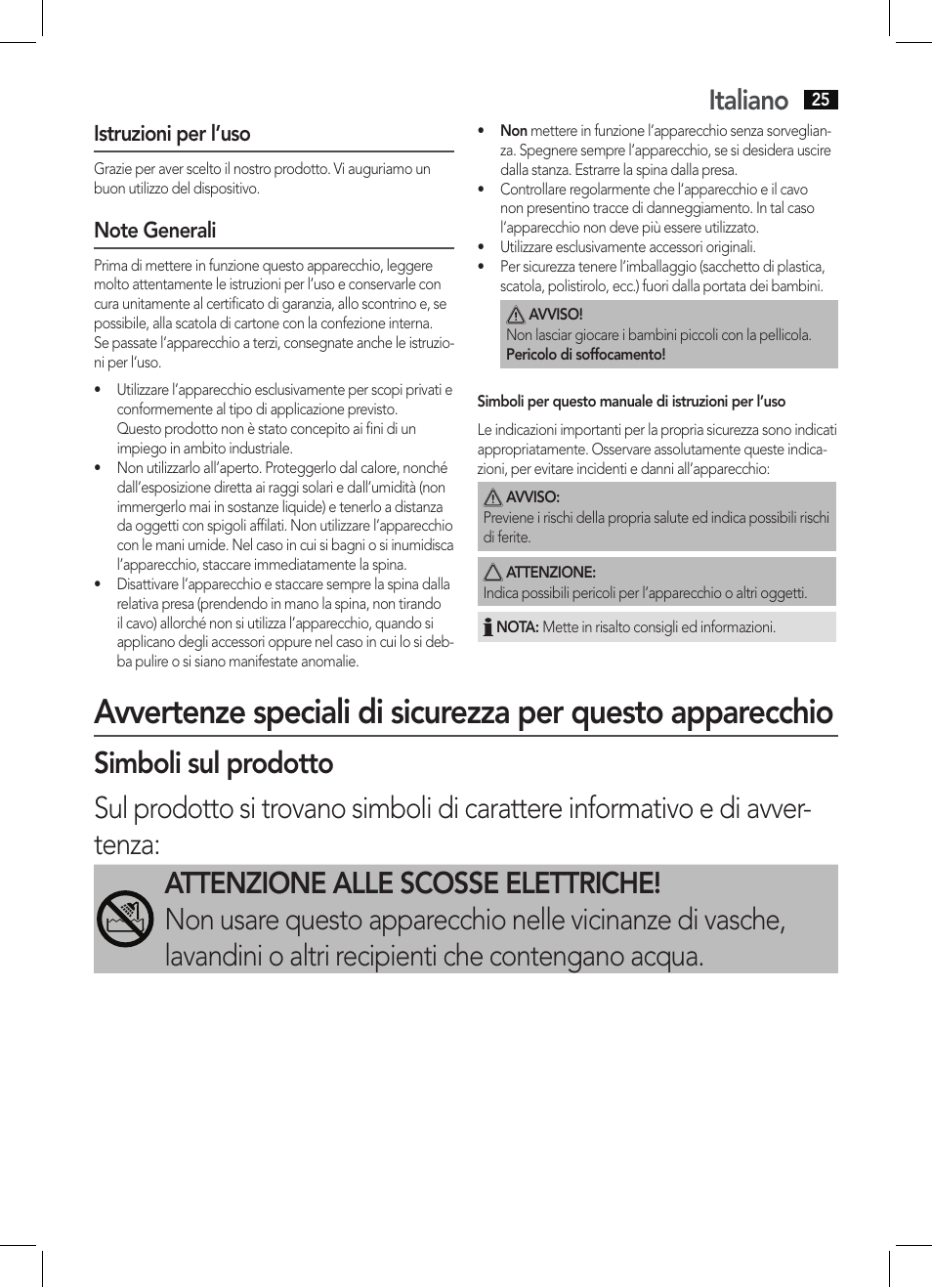 Italiano | AEG HC 5585 User Manual | Page 25 / 50