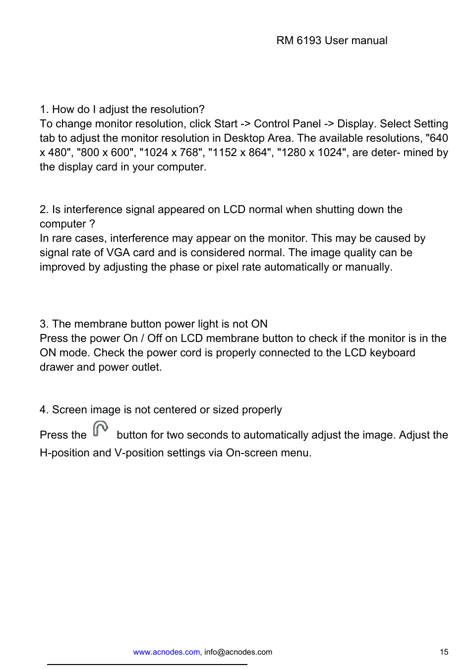 Acnodes RM 6193 User Manual | Page 15 / 15