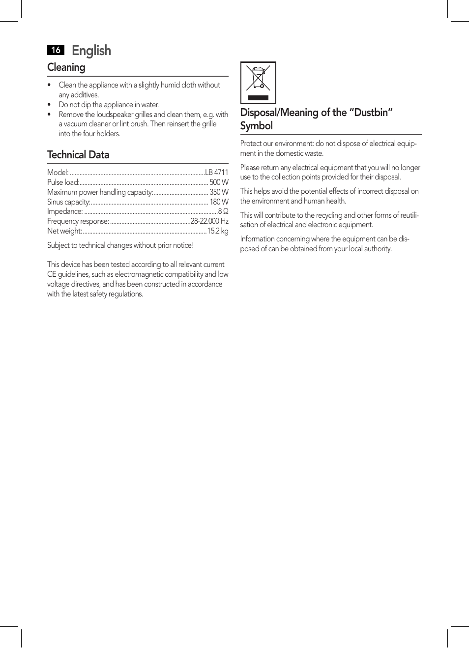 English | AEG LB 4711 User Manual | Page 16 / 28