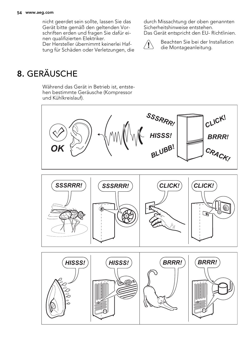 Geräusche | AEG SKS51240F0 User Manual | Page 54 / 56