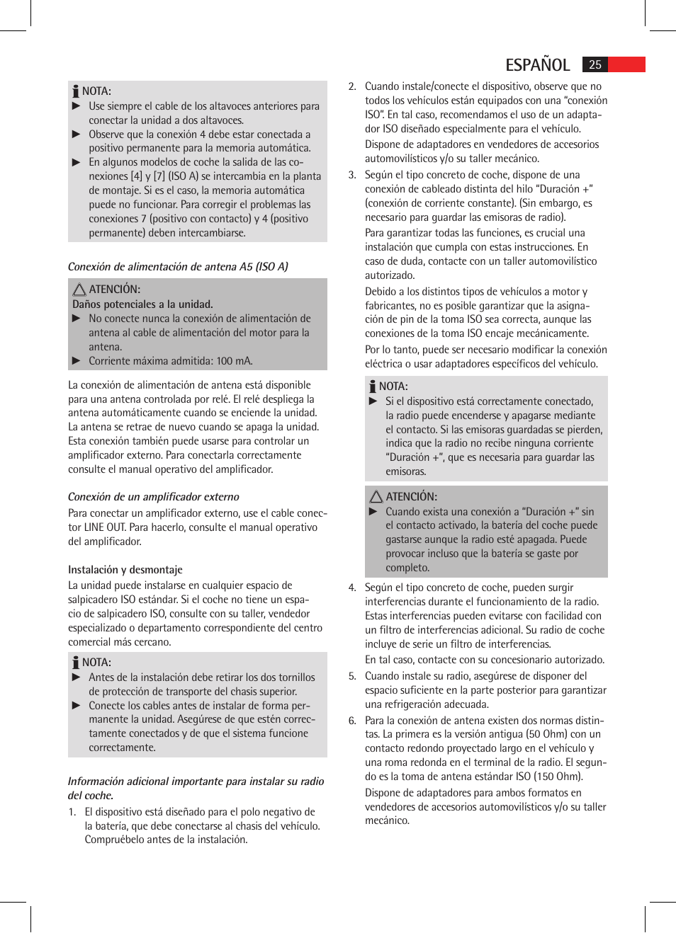 Español | AEG AR 4025 BT User Manual | Page 25 / 102