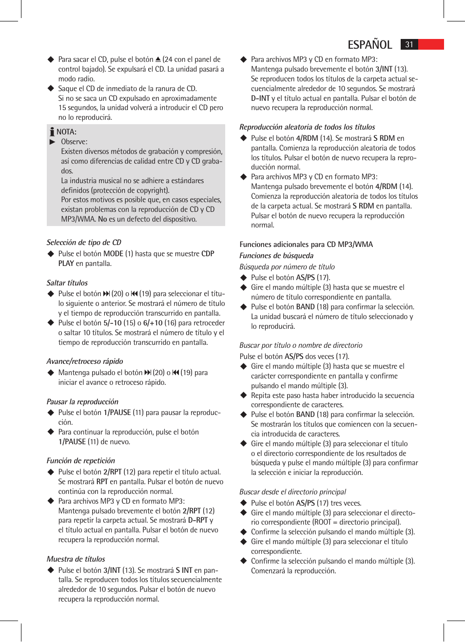 Español | AEG AR 4025 BT User Manual | Page 31 / 102