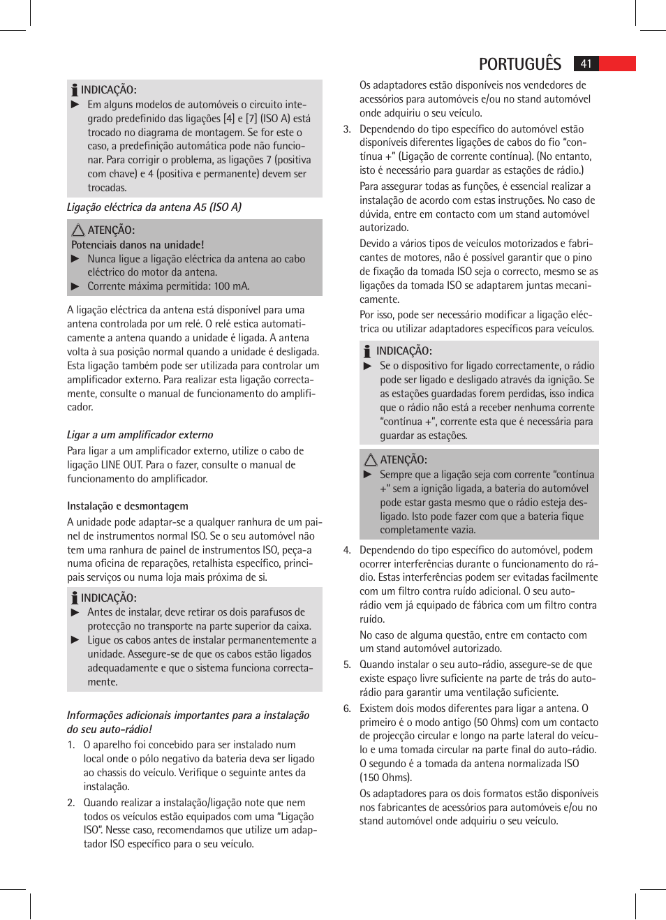 Português | AEG AR 4025 BT User Manual | Page 41 / 102