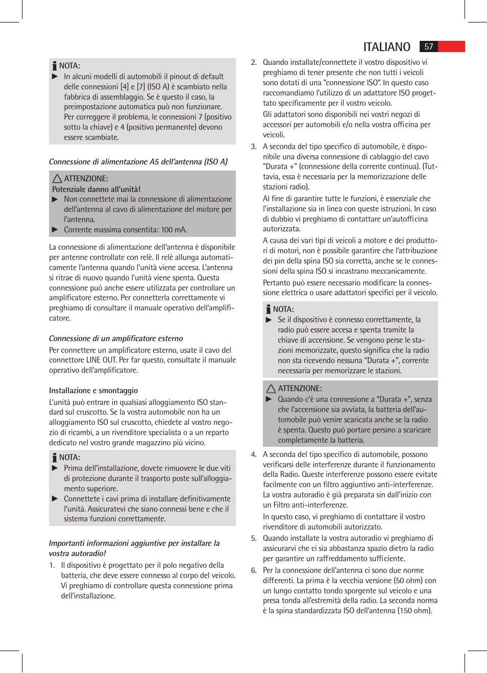 Italiano | AEG AR 4025 BT User Manual | Page 57 / 102