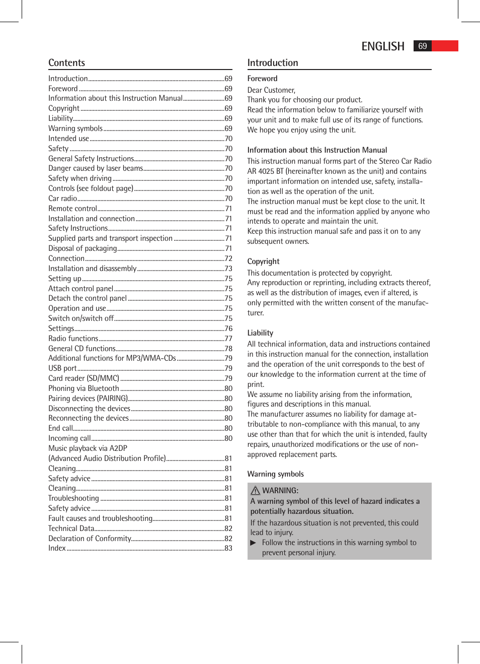 AEG AR 4025 BT User Manual | Page 69 / 102